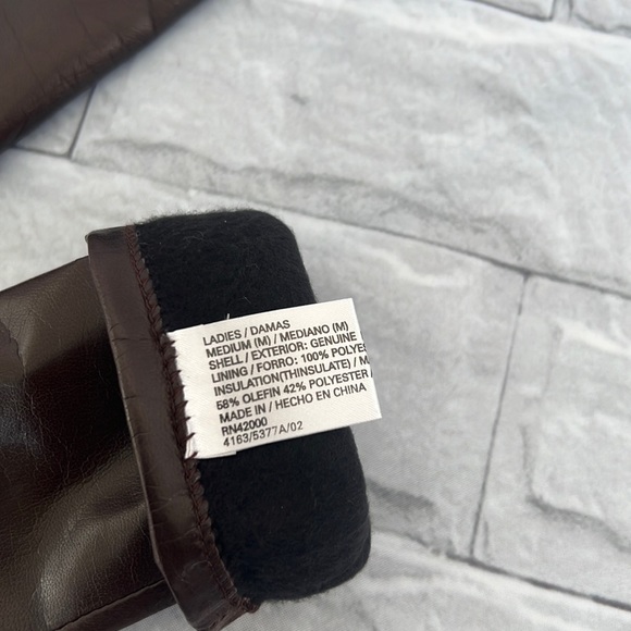 Genuine leather chocolate brown gloves size medium - Picture 4 of 6